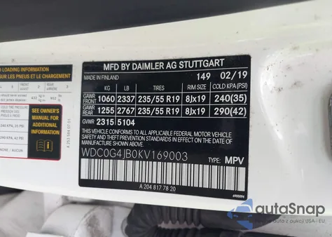 2019 Mercedes-Benz Glc 300 из США, поврежденный, VIN WDC0G4JB0KV169003